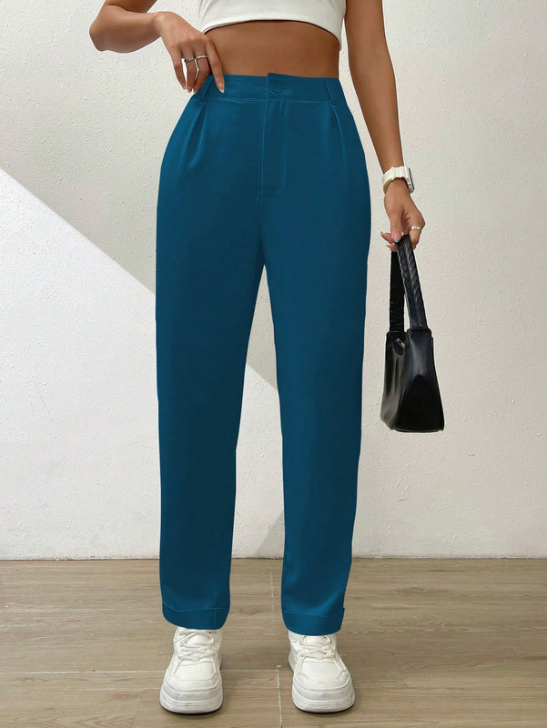 Essnce pantalones largos casuales y conicos de unicolor para ir al trabajo