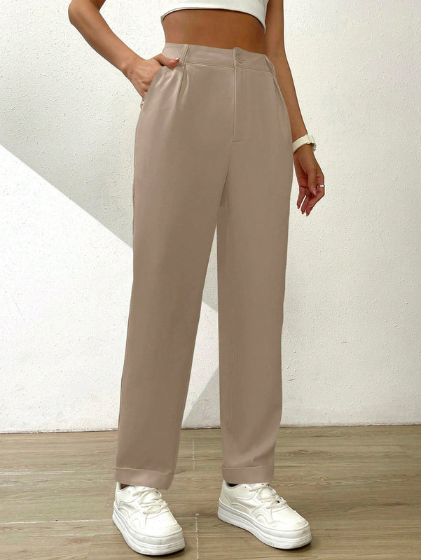 Essnce pantalones largos casuales y conicos de unicolor para ir al trabajo