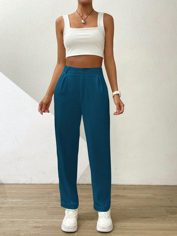 Essnce pantalones largos casuales y conicos de unicolor para ir al trabajo