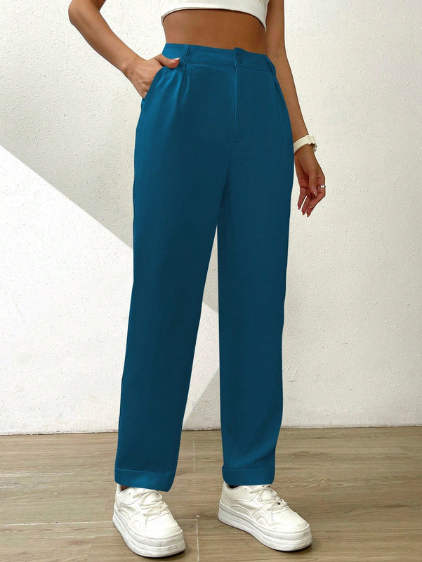 Essnce pantalones largos casuales y conicos de unicolor para ir al trabajo