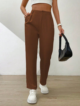 Essnce pantalones largos casuales y conicos de unicolor para ir al trabajo