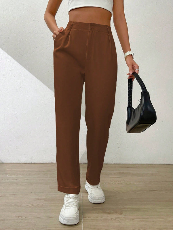 Essnce pantalones largos casuales y conicos de unicolor para ir al trabajo