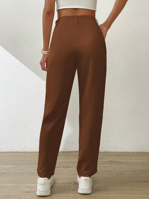Essnce pantalones largos casuales y conicos de unicolor para ir al trabajo