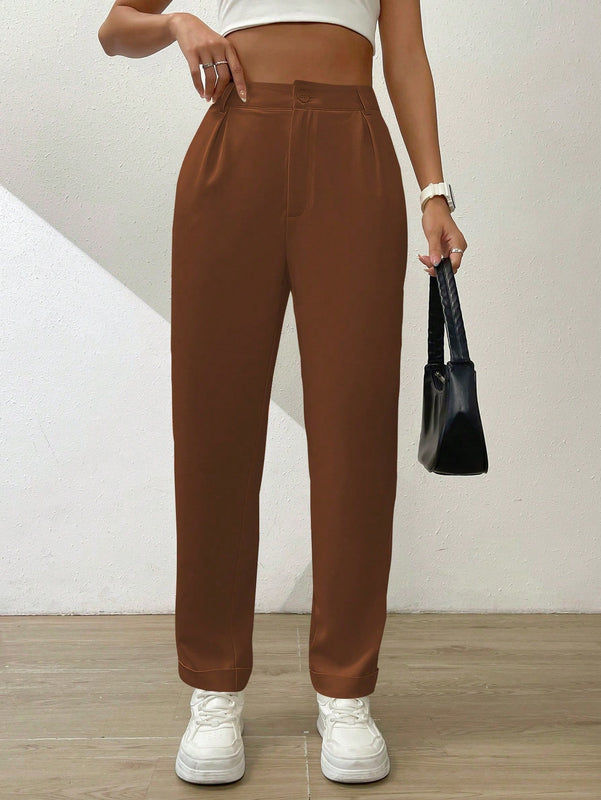 Essnce pantalones largos casuales y conicos de unicolor para ir al trabajo