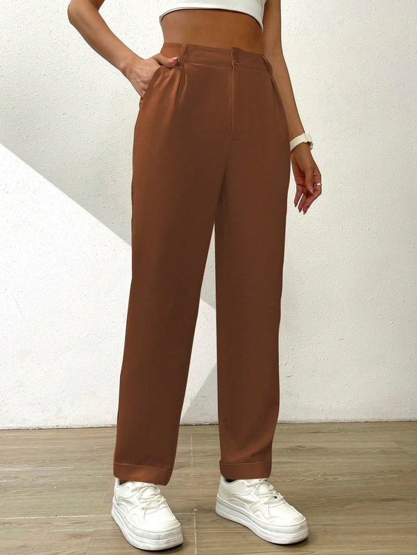 Essnce pantalones largos casuales y conicos de unicolor para ir al trabajo
