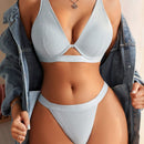 Conjunto De Ropa Interior De Color Solido Para Mujer