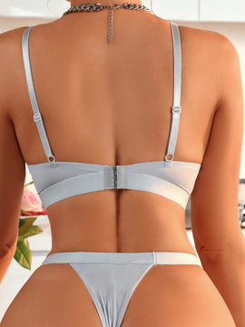 Conjunto De Ropa Interior De Color Solido Para Mujer