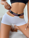 1 Pieza Panty De Boyshorts Para Mujer Con Estampado De Letras, Estilo Casual-deportivo