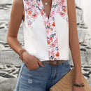 VCAY Blusa Sin Mangas Con Estampado Floral Y Escote En V