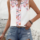 VCAY Blusa Sin Mangas Con Estampado Floral Y Escote En V