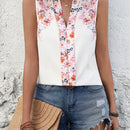 VCAY Blusa Sin Mangas Con Estampado Floral Y Escote En V