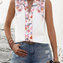 VCAY Blusa Sin Mangas Con Estampado Floral Y Escote En V