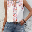 VCAY Blusa Sin Mangas Con Estampado Floral Y Escote En V