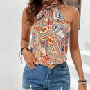 VCAY Top De Cuello Halter Con Estampado Paisley Para Mujer