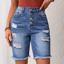 LUNE Shorts De Mezclilla Azul Desgastado Para Mujeres