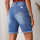 LUNE Shorts De Mezclilla Azul Desgastado Para Mujeres