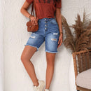 LUNE Shorts De Mezclilla Azul Desgastado Para Mujeres
