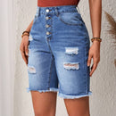 LUNE Shorts De Mezclilla Azul Desgastado Para Mujeres