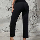 Essnce Pantalones De Pierna Ancha Para Mujeres Con Hebilla De Ojales De Metal