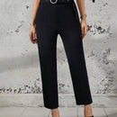 Essnce Pantalones De Pierna Ancha Para Mujeres Con Hebilla De Ojales De Metal