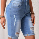 LUNE Pantalones Cortos De Mezclilla Destenida Para Mujer