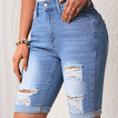 LUNE Pantalones Cortos De Mezclilla Destenida Para Mujer