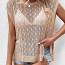 VCAY Chaleco De Sueter De Punto Hueco Para Mujer En Color Solido