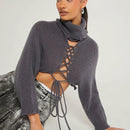 Haute Sueter De Cuello Alto Recortado Con Cordones