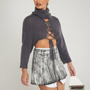 Haute Sueter De Cuello Alto Recortado Con Cordones