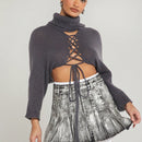 Haute Sueter De Cuello Alto Recortado Con Cordones