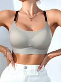Sujetador Sin Costuras Para Mujer Con Tirantes De Hombro Con Contraste