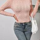 Essnce Jersey de punto de cable de unicolor para mujer, estilo versatil y ajuste cenido