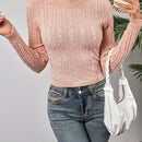 Essnce Jersey de punto de cable de unicolor para mujer, estilo versatil y ajuste cenido