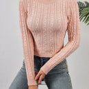 Essnce Jersey de punto de cable de unicolor para mujer, estilo versatil y ajuste cenido