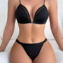 Conjunto De Lenceria Para Mujer Con Sujetador Inalambrico De Malla Y Braguita