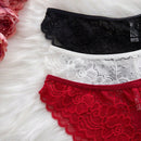 Conjunto De 3 Piezas De Braguitas Con Encaje Triangular Simple Y Romantico Para Mujeres En Color Solido