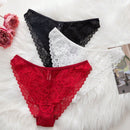 Conjunto De 3 Piezas De Braguitas Con Encaje Triangular Simple Y Romantico Para Mujeres En Color Solido