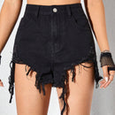 ROMWE Avant Sexy Ultra Corto Pantalones Cortos De Mezclilla Con Flecos Y Rasgunos Para Mujer
