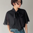 FRIFUL Camisa De Mujer De Manga Corta Con Cuello Anudado