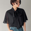 FRIFUL Camisa De Mujer De Manga Corta Con Cuello Anudado