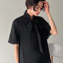 FRIFUL Camisa De Mujer De Manga Corta Con Cuello Anudado