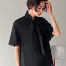 FRIFUL Camisa De Mujer De Manga Corta Con Cuello Anudado