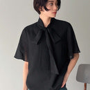 FRIFUL Camisa De Mujer De Manga Corta Con Cuello Anudado