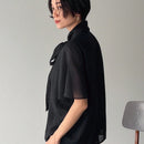 FRIFUL Camisa De Mujer De Manga Corta Con Cuello Anudado