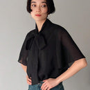 FRIFUL Camisa De Mujer De Manga Corta Con Cuello Anudado