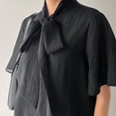 FRIFUL Camisa De Mujer De Manga Corta Con Cuello Anudado