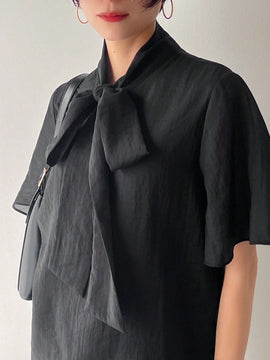 FRIFUL Camisa De Mujer De Manga Corta Con Cuello Anudado