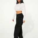 Jeans De Mezclilla Con Multiples Bolsillos De Color Solido Casual Para Mujer