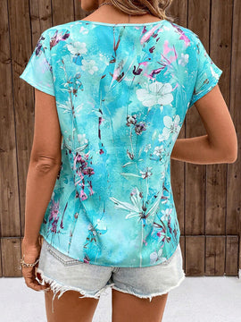 LUNE Camiseta De Cuello Redondo Para Mujer Con Estampado De Flores
