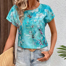 LUNE Camiseta De Cuello Redondo Para Mujer Con Estampado De Flores